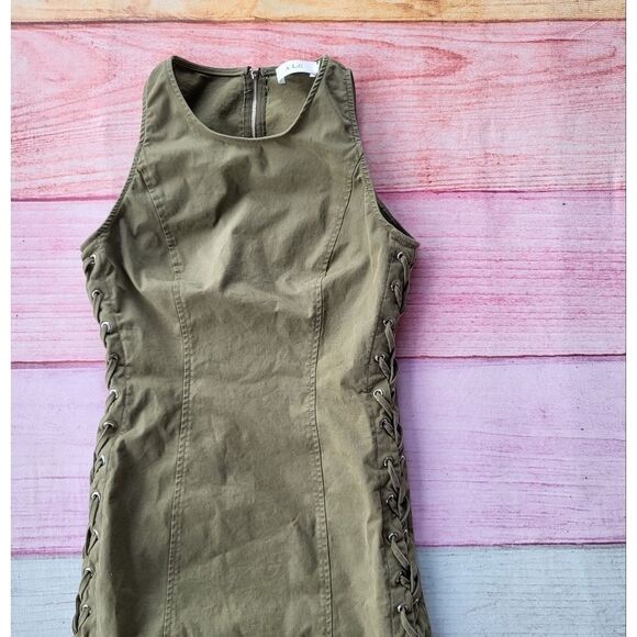 A.L.C‎ Army Green Valeria Lace Up Grommet Fitted Mini Sheath Dress 6 - Picture 3 of 7